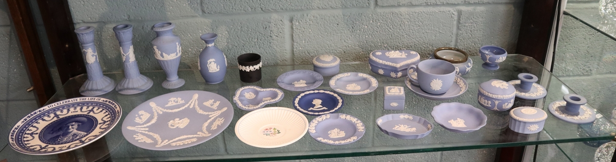 Collection of blue Wedgwood Jasperware