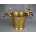 Unusual gilt Champagne bucket adorned with stag heads