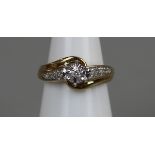 Gold & diamond set ring, size H¼