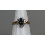 Gold stone set cluster ring, size N