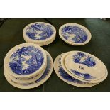Collection of Ainsley blue & white plates & dishes