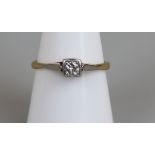 18ct gold & platinum set diamond ring, size O¼