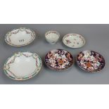 Items of English porcelain to include late 18thC cream ware tea bowl and saucer etc