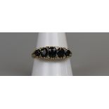 18ct gold diamond & sapphire ring, size T¾