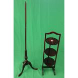 Folding cake stand & Victorian mahogany screen pole