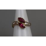 Fine 18ct gold ruby & diamond ring, size M