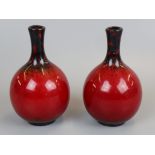 Pair of small Royal Doulton Flambé vases - Approx H: 11cm