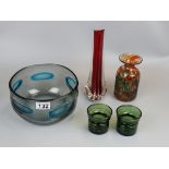 Collection of glass to include Whitefriars bowl & candle stick