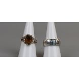 Hallmarked silver ring (size M) with possible gold stone set ring (size N)