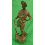 Metal figure of young farmer - Approx H: 44cm