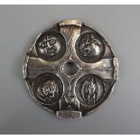 Hallmarked silver Nicola Moss Art Medal - St. Dunstan - Approx 152g