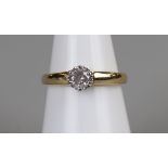 18ct gold ½ct diamond solitaire ring, size L