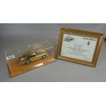 L/E 1/24 scale 22ct gold plated James Bond Aston Martin DB5 in display case with framed COA