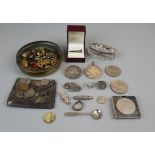 Collectables to include military buttons, silver & silver coins