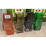 4 Whitefriars drunken bricklayer style glass vases