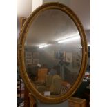 Oval gilt frame antique bevelled glass mirror