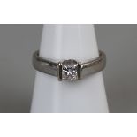 18ct white gold ½ct princess cut diamond solitaire ring, size O