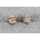 Pair of 18ct white gold ½ct diamond stud rings