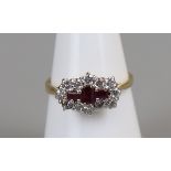 18ct gold ruby & diamond ring, size N½