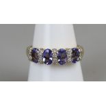 18ct gold tanzanite & diamond ring, size Q¼