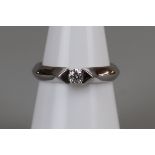 18ct white gold diamond solitaire ring, size N