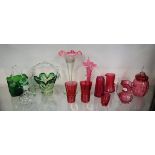 Collection of glass to include Cranberry examples