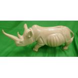 Heavy marble Rhino figure - Approx L: 73cm