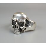 Stone set silver skull cuff - Approx 105g