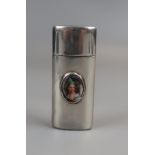 Hallmarked silver pin case with enamel portrait of lady - Makers mark G&S Co LTD