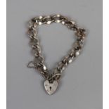 Silver locking heart bracelet