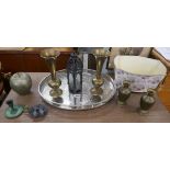 Collection of metalware to include large galleried tray