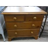 Pine chest of 2 over 2 drawers - Approx size: W: 83cm D: 46cm H: 79cm