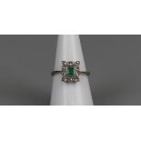 Edwardian platinum emerald & diamond ring - Size N¾