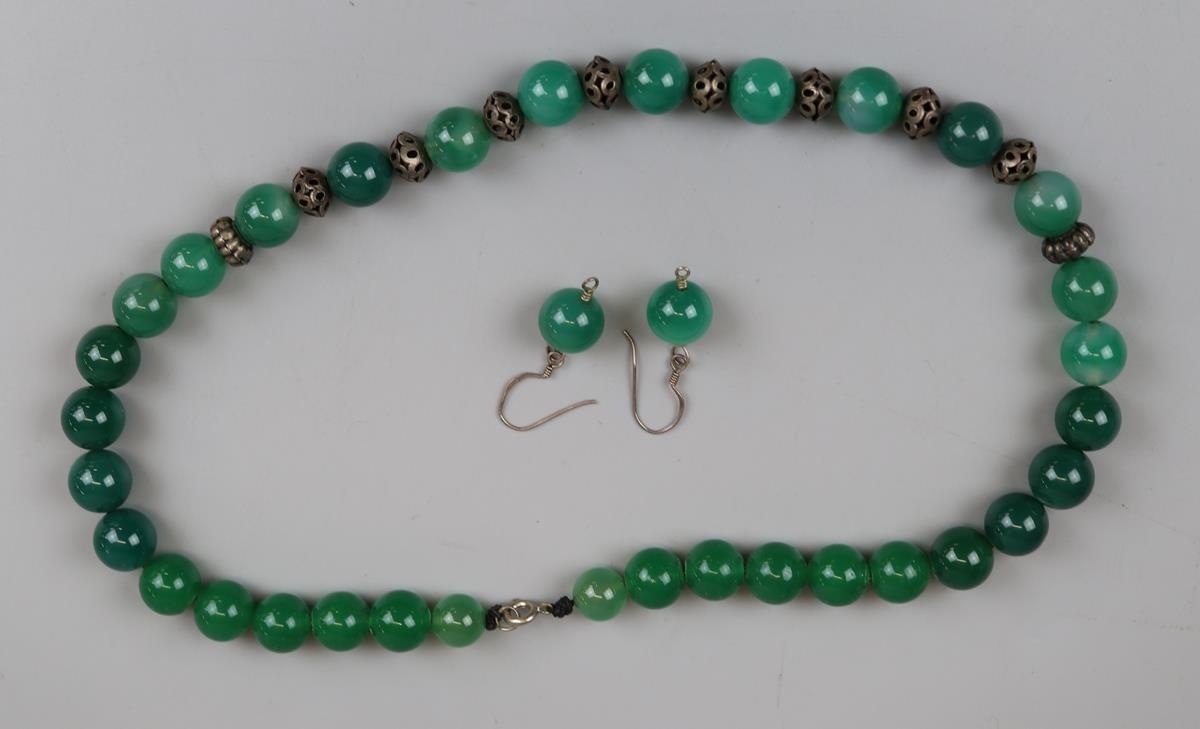 Jade necklace with matching earrings