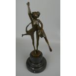 Bronze figure on marble base - Ladies dancing - Approx H: 37cm