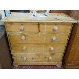 Antique pine chest of 2 over 3 drawers - Approx size: W: 97cm D: 46cm H: 95cm