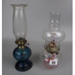 2 glass oil lamps