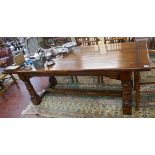 Oak refectory table with plank top - Approx L: 213cm x W: 29cm x H: 77cm
