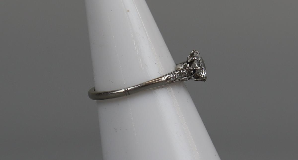 Platinum diamond solitaire ring - Approx ¾ct diamond - Size L - Image 2 of 3