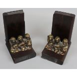 Pair of 3 Wise Monkeys book ends