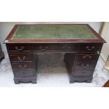 Mahogany leather top pedestal desk