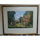 L/E signed print - Farmyard scene by Edward Hersey