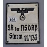 Small cast reproduction Nazi plaque