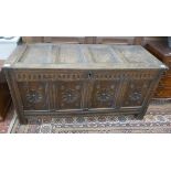 Antique oak coffer - Approx W: 136cm D: 58cm H: 66cm