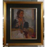 Olwen Tarrant - Oil on board - Portrait study - Approx image size: 59cm x 49cm
