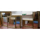 5 matching bevelled glass mirrors - Various sizes