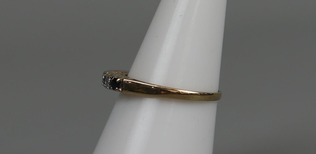 Gold sapphire & diamond half hoop ring - Size N - Image 2 of 3