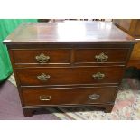 Small inlaid mahogany chest of 2 over 3 drawers on bracket feet - Approx size: W: 79cm D: 46cm H: