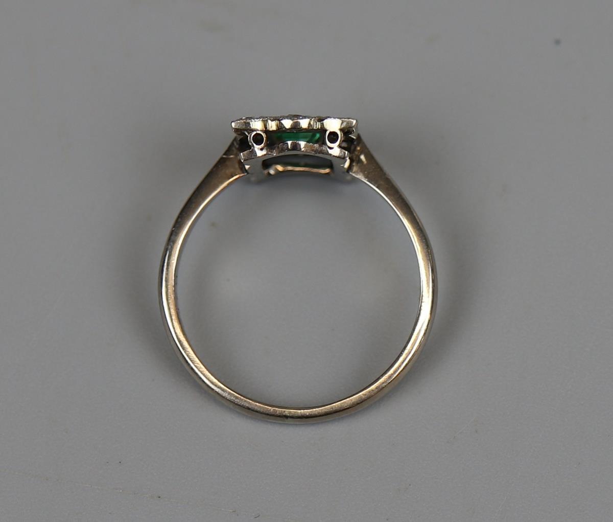 Edwardian platinum emerald & diamond ring - Size N¾ - Bild 3 aus 3