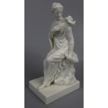 Royal Worcester porcelain Blanc de Chine figurine of seated maiden in flowing gown - Approx H: 21cm